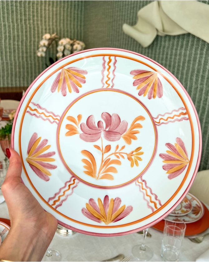 Prato raso porcelana Kabana - rosa e laranja