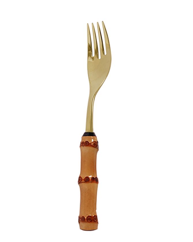 Garfo Peixe Bambu Dourado