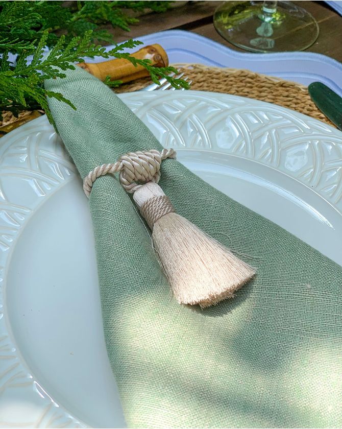 Porta Guardanapo Tassel Individual - Off White