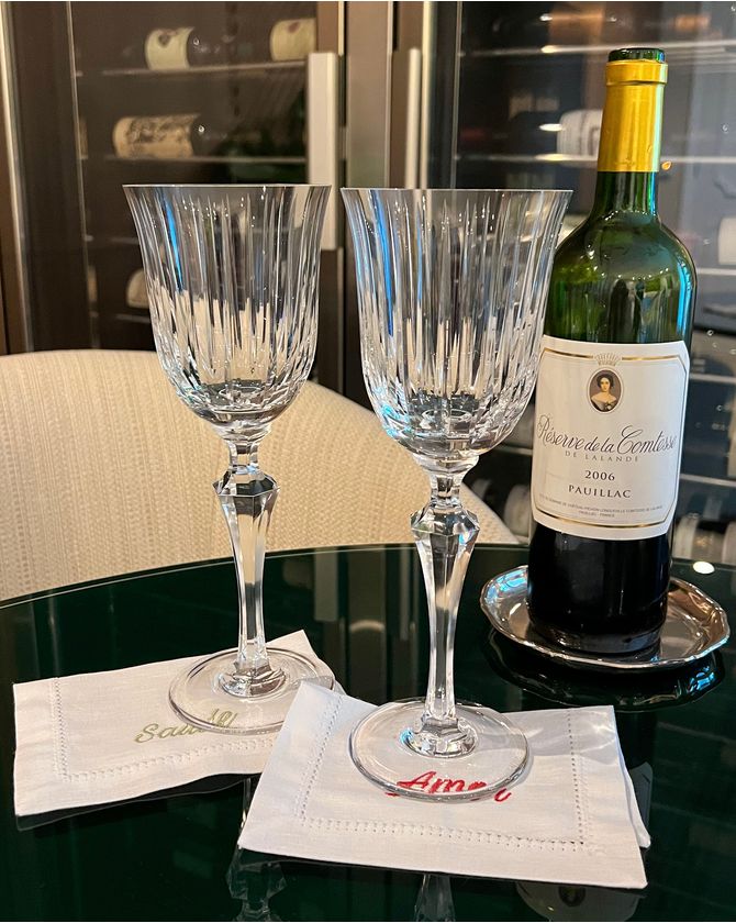 Taça Vinho Tinto Lapidada Riscada Cristal Strauss - 350Ml (Conj 6)
