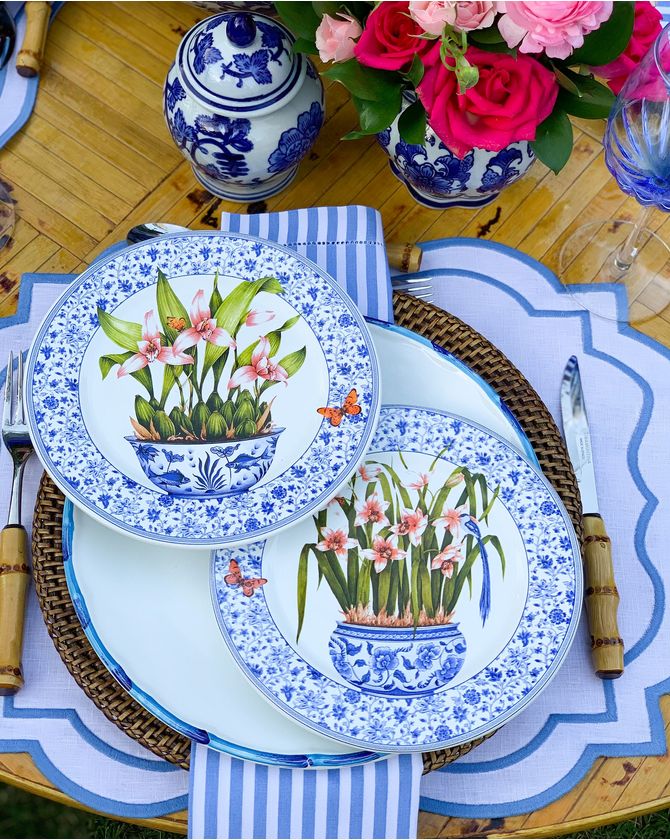 Prato Sobremesa Cachepot Potiche Azul E Branco
