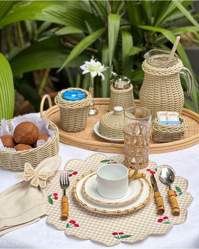 Bandeja Oval Rattan Claro Com Alça Trancoso 50X30 - P