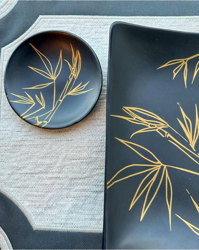Porta Wasabi Japonês Preto E Dourado Bamboo