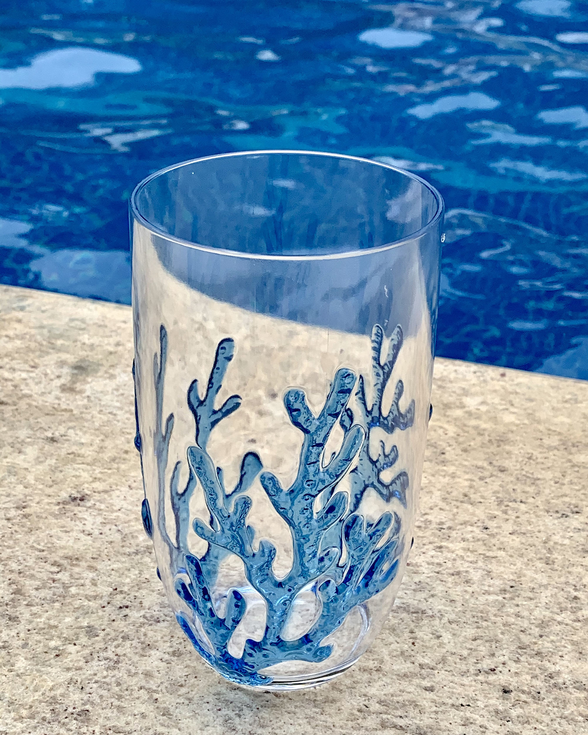 Jogo de copo alto de acrílico Coral Turquesa Azul 650 ml