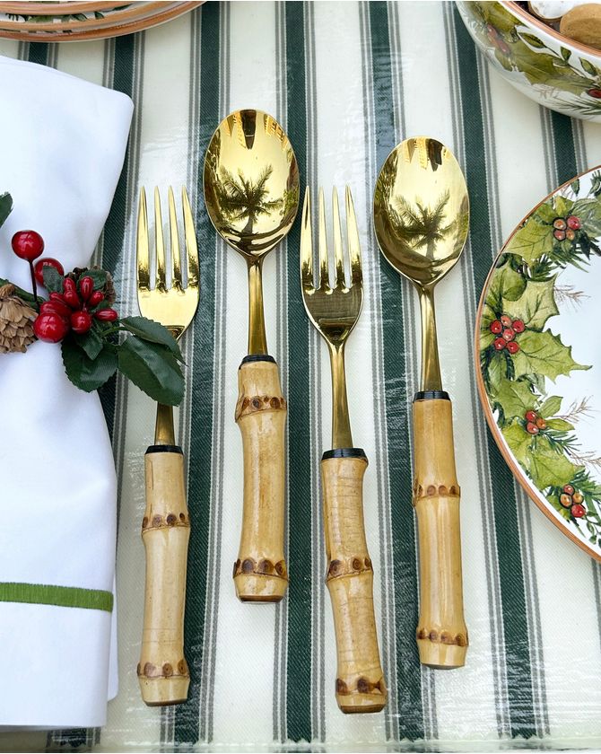 Garfo Sobremesa Bambu Dourado