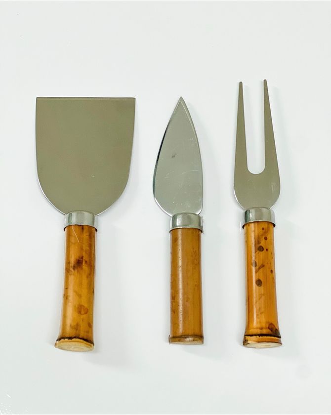 Set 3 Facas Para Queijo Bambu