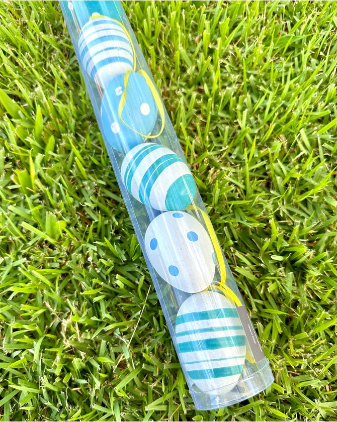 Kit 6 ovos mix estampas Páscoa 2024 - azul e branco