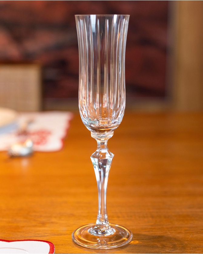 Taça Champagne Lapidada Riscada Cristal Strauss - 240Ml (Conj 6)