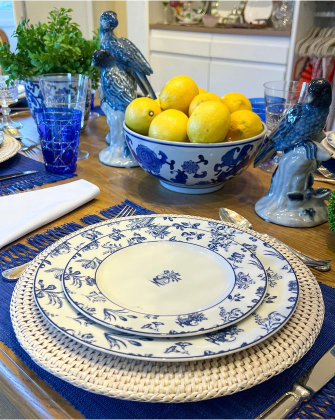 Cachepot Bowl Riviera Azul E Branco Redondo P