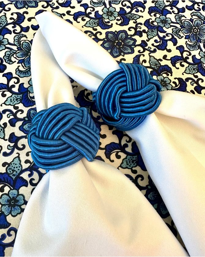 Porta guardanapo argola fio seda - azul royal
