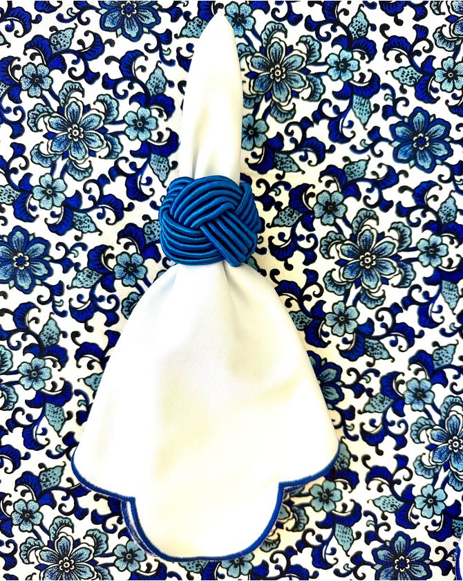 Porta guardanapo argola fio seda - azul royal