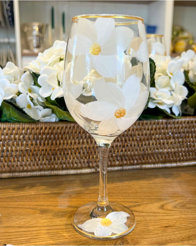 Taça água floral - bege cru