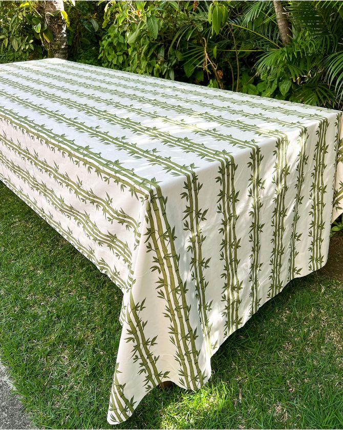 Toalha De Mesa Retangular Bambu Verde - 3,60 X 1,60M