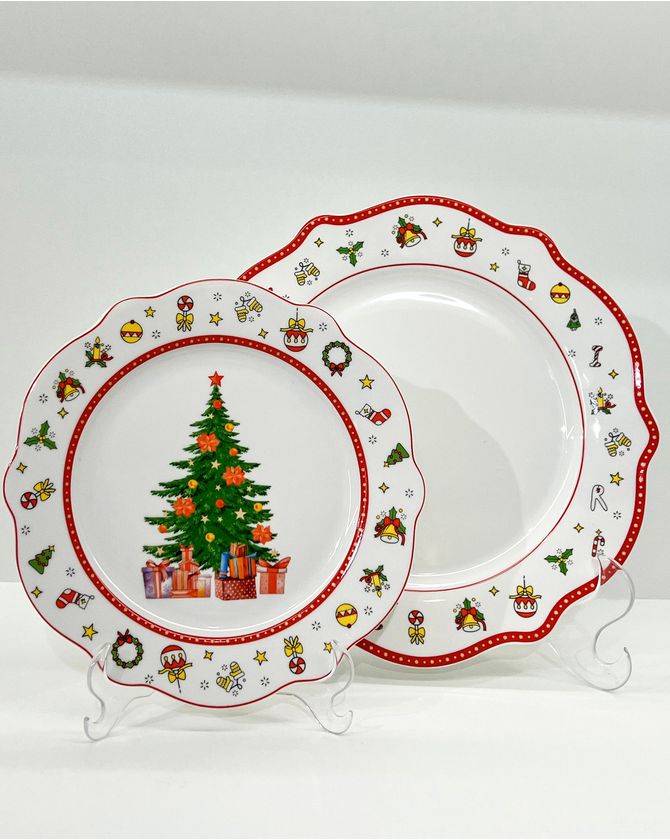 Prato sobremesa porcelana Christmas NATAL 2023