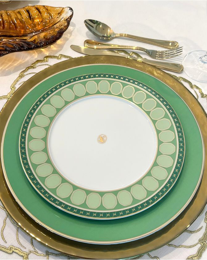 Prato sobremesa Rosenthal Swarovski verde