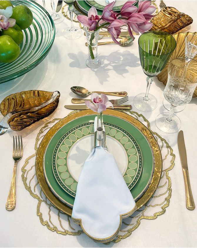 Prato sobremesa Rosenthal Swarovski verde