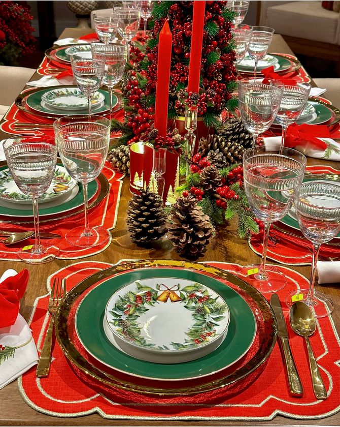 Prato sobremesa porcelana guirlanda sino NATAL 2023