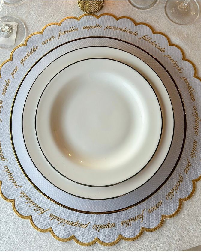 Prato Sobremesa Porcelana Friso Prata Strauss