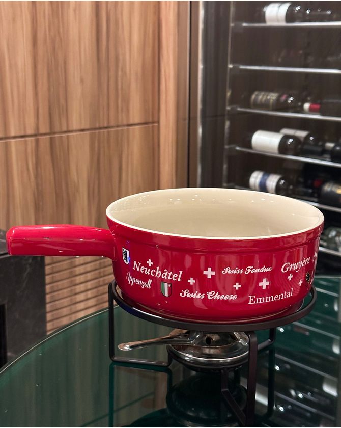 Aparelho de fondue Swiss vermelho + 6 garfinhos