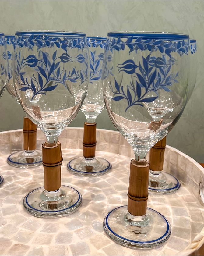 Taça pé bambu estampa Lisboa