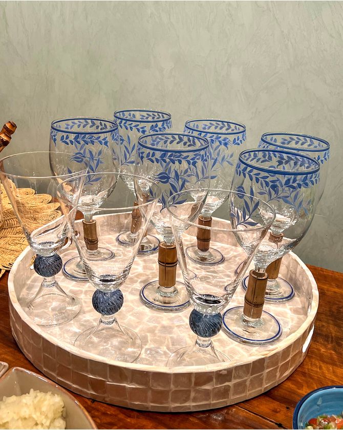 Taça pé bambu estampa Lisboa