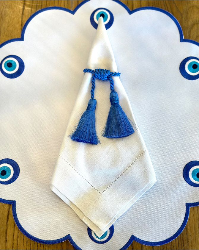 Porta Guardanapo Tassel Duplo - Azul Chines