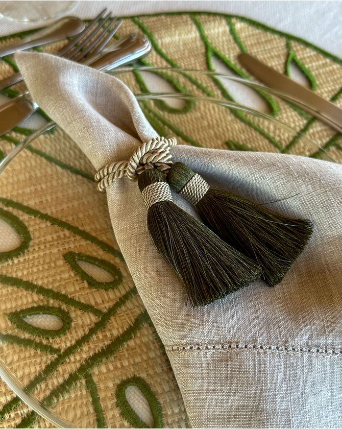 Porta Guardanapo Tassel Duplo bicolor - verde militar e fendi