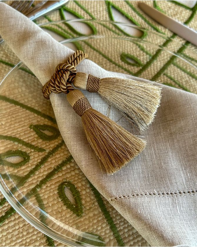 Porta Guardanapo Tassel Duplo bicolor - fendi e bronze