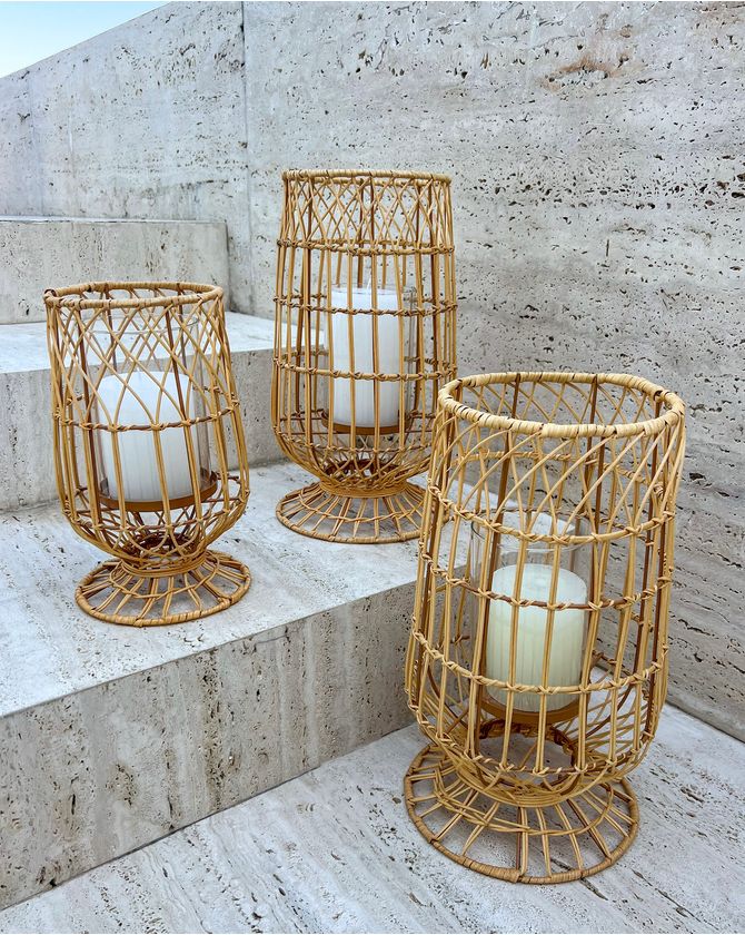Lanterna com donzela rattan natural 27cm - P