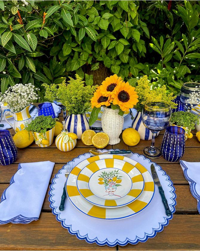 Vaso copo listrado limão Taormina - amarelo
