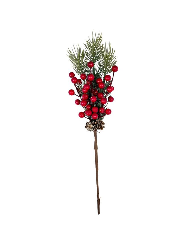 Galho 37cm pinhas e frutas vermelhas NATAL 2024