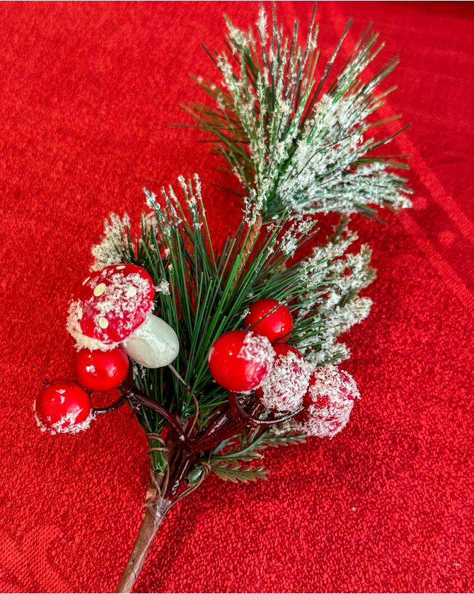Pick 25cm nevado maçã e cogumelo Natal 2024