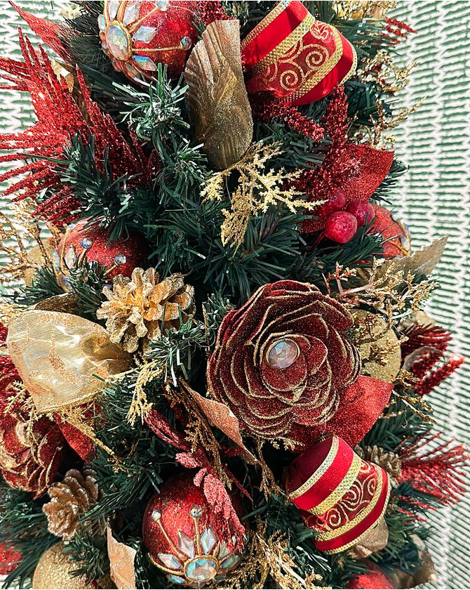 Árvore cone com vaso Natal Royal vermelho - NATAL 2024