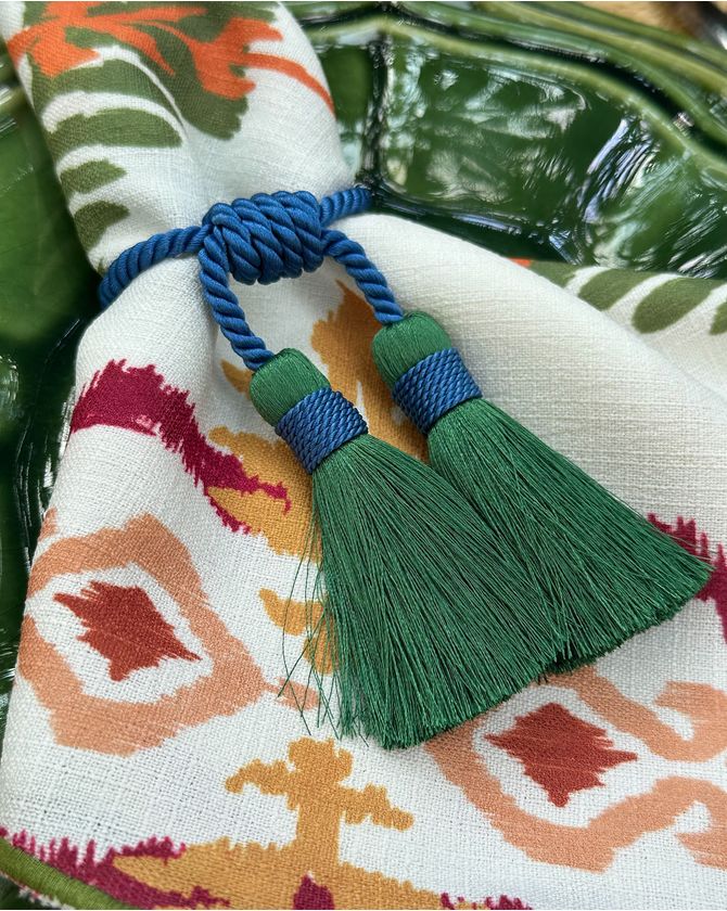 Porta Guardanapo Tassel Duplo Bicolor - Azul E Verde