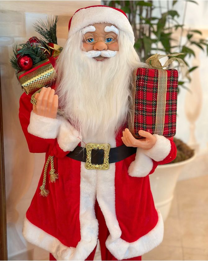 Papai Noel 90cm presente Tartan Natal 2024