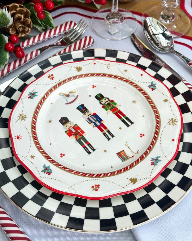 Prato sobremesa porcelana Noite Feliz NATAL 2024