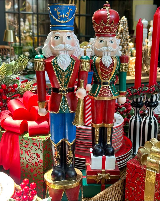 Soldado quebra nozes 50cm caixa de presente - vermelho e verde