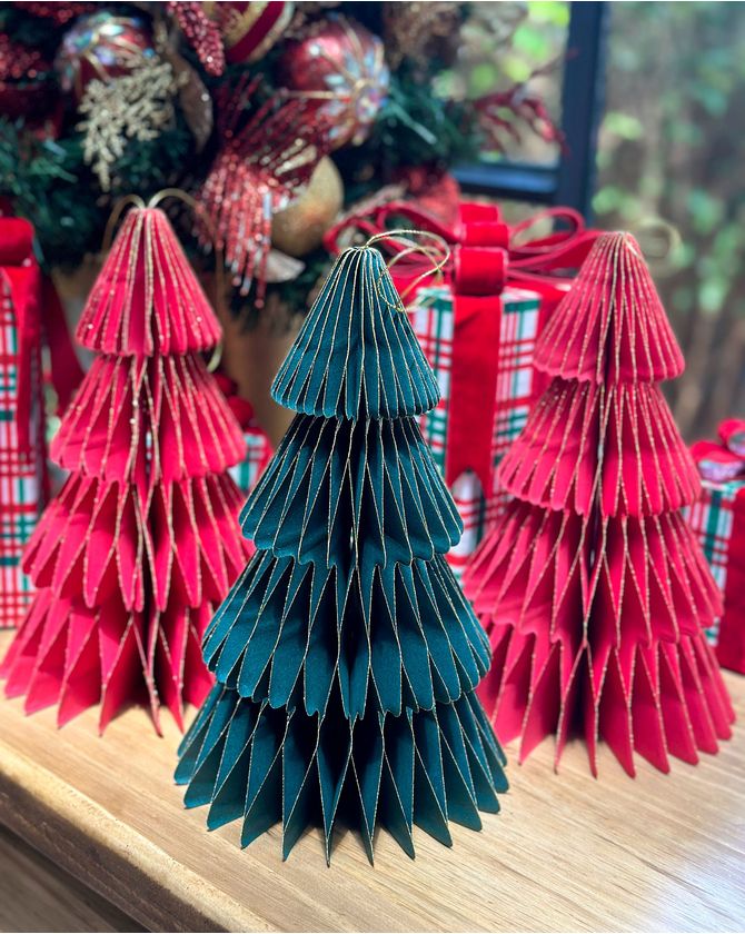 Árvore origami verde 25cm Natal 2024