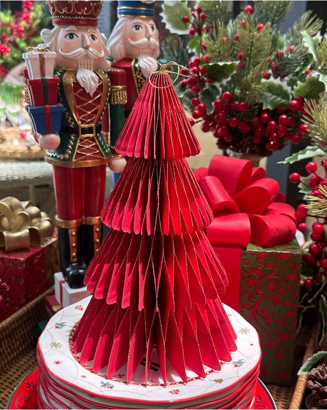 Árvore origami vermelha 25cm Natal 2024