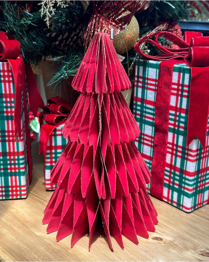 Árvore origami vermelha 25cm Natal 2024