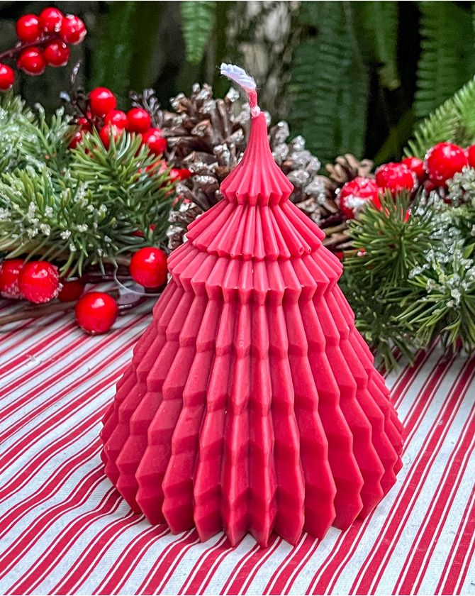 Vela árvore origami G - vermelha