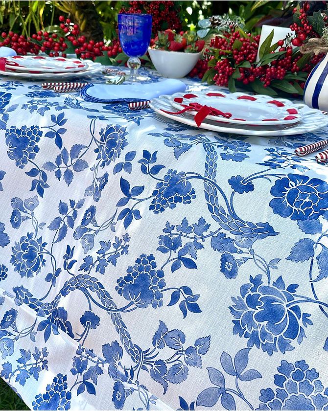 Toalha de mesa retangular floral Provence azul 3,00 x 1,70m
