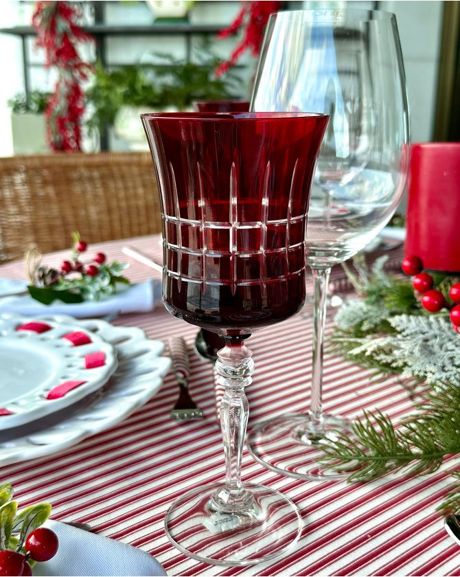 Taça água cristal ecológico Grace - vermelha