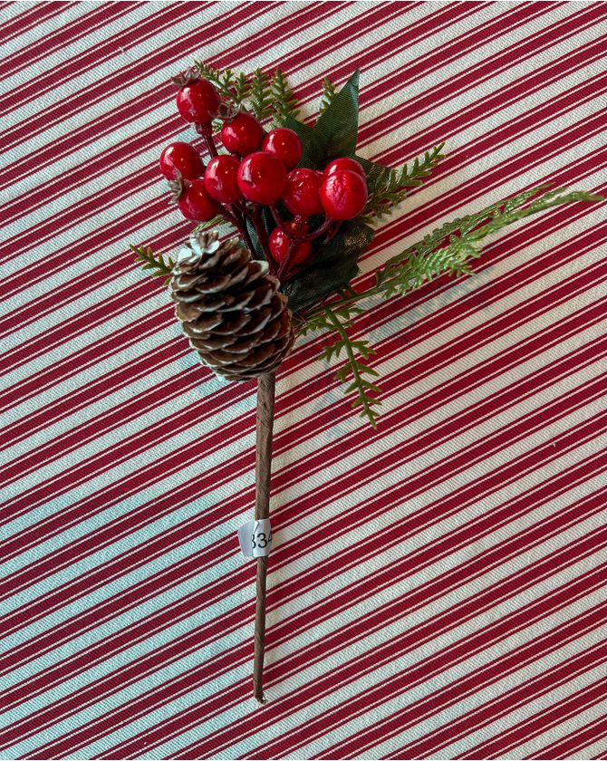 Pick 22cm folha parreira, pinha e frutinhas Natal 2024