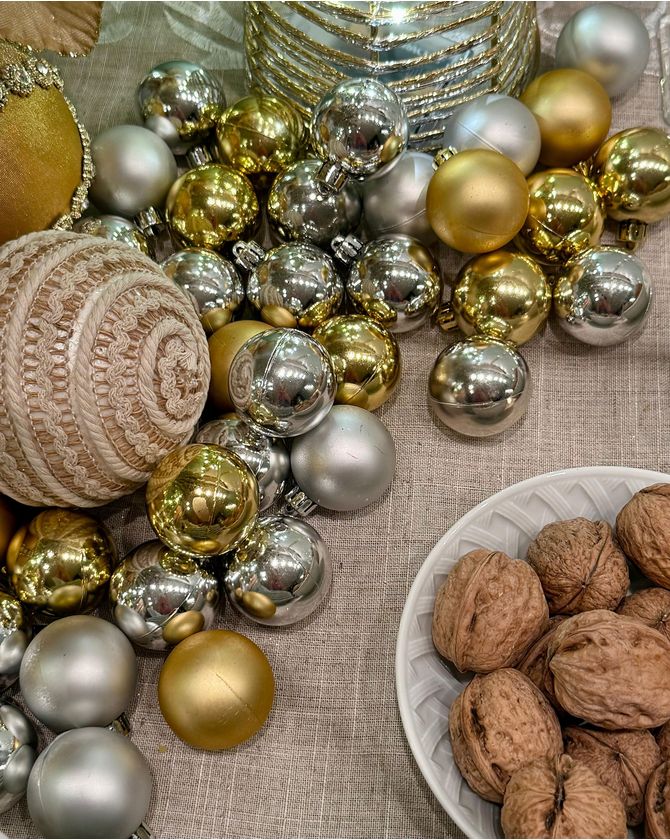 Kit 20 Mini Bolas Decorativas Fosca E Brilhante 4Cm- Prata Natal 2022