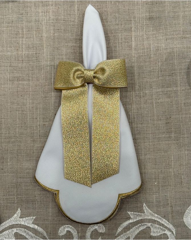 Porta guardanapo laço gold dourado