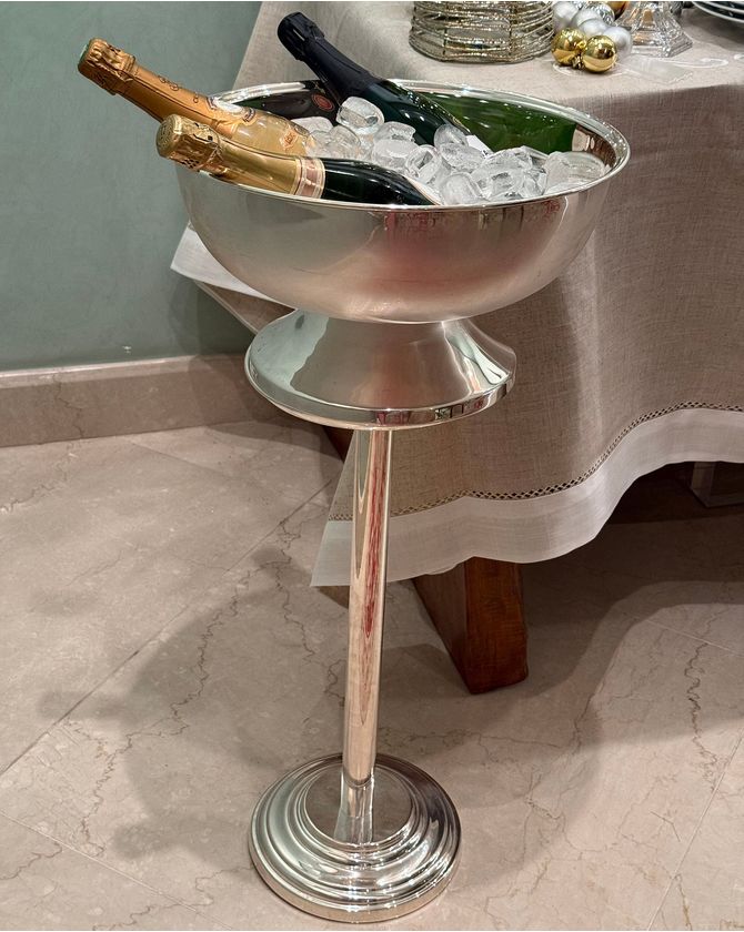Pé champagneira de prata