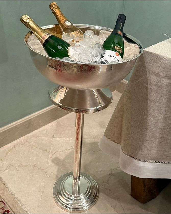 Pé champagneira de prata