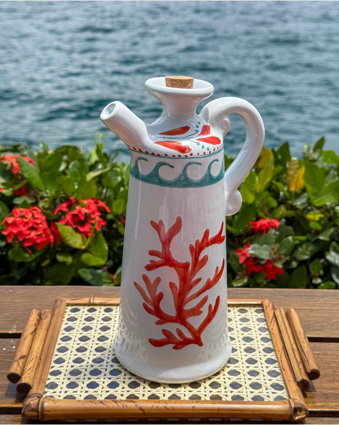 Galheteiro cerâmica St Barths - turquesa e coral