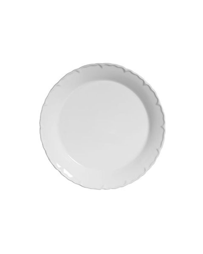 Travessa redonda rasa basic cerâmica branca M